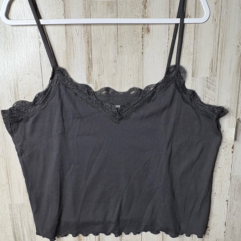 Old Navy Lace-Trim Cami Top Dark Panther Gray Size XXL NWT! - Picture 5 of 12